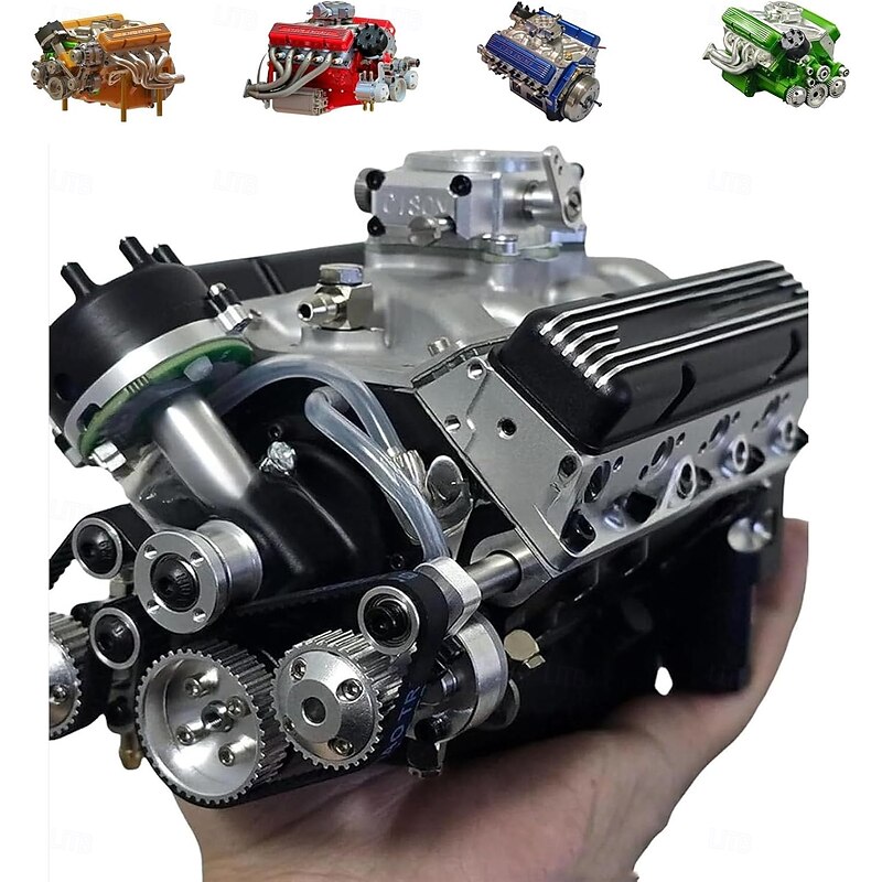 V8 Engine Resin Ornament Gasoline Small-Block Engine Model Kits Intricate Gear Design Engine Figurine Sculpture Craft For Desk Bookshelf Decoration2