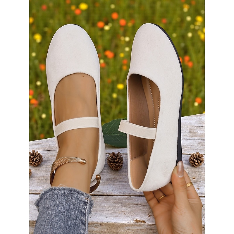 Women's White Mary Jane Flats – Casual Strap Shoes for Garden Strolls, Farm Picnics and Weekend Getaways2