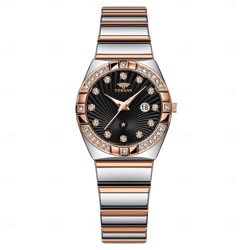 The New Elegant Ladies' Rose Gold Case Quartz Watch With Ipx7 Water Resistance And Luminous Calendar Display Is A Fashionable Trendy Casual And Versatile Wristwatch For Daily Life Travel Women'S S2