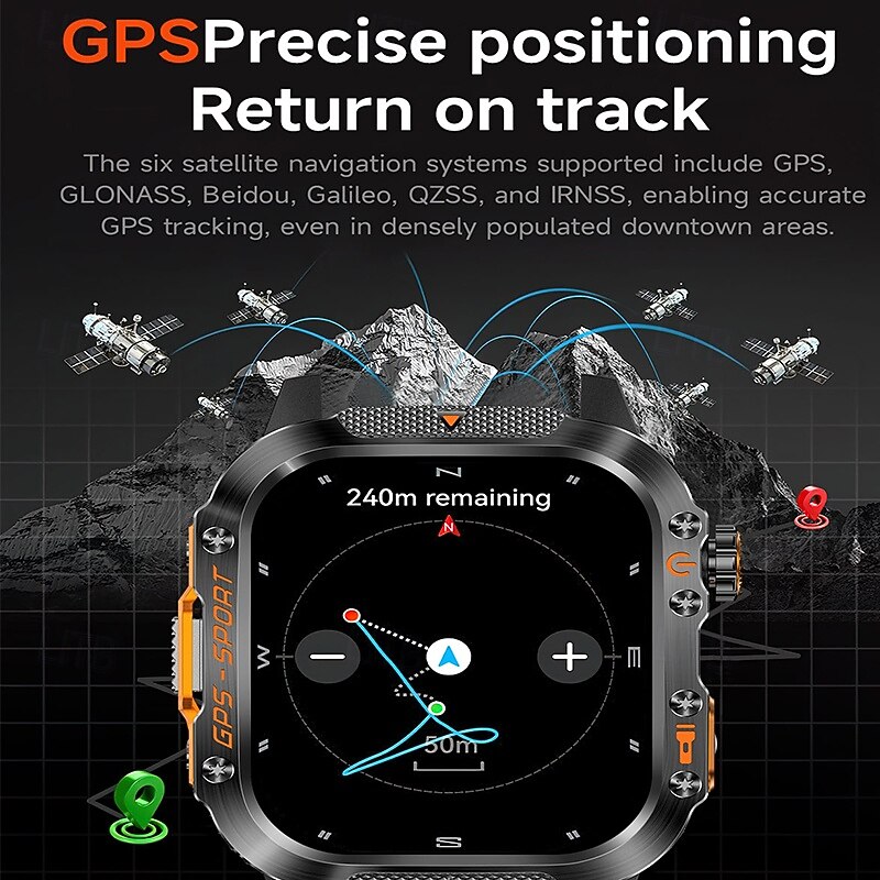 New Imosi GPS Smart Watch 2.01 Ultra HD Display Built-in GPS & Compass Make/Receive Phone Calls Smartwatch 540mAh Battery 3ATM Waterproof3