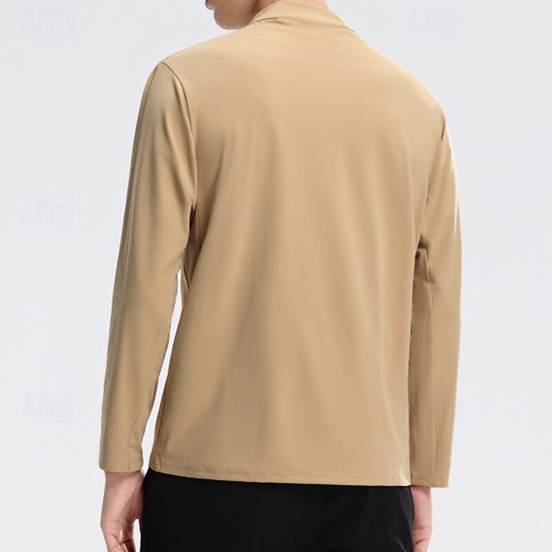 Men's Quarter Zip Sweatshirt Performance Shirt Long Sleeve Stand Collar Top Outdoor Quick Dry Sweat wicking anti-odor Breathable Polyester Black White Green Fishing Tennis Running3