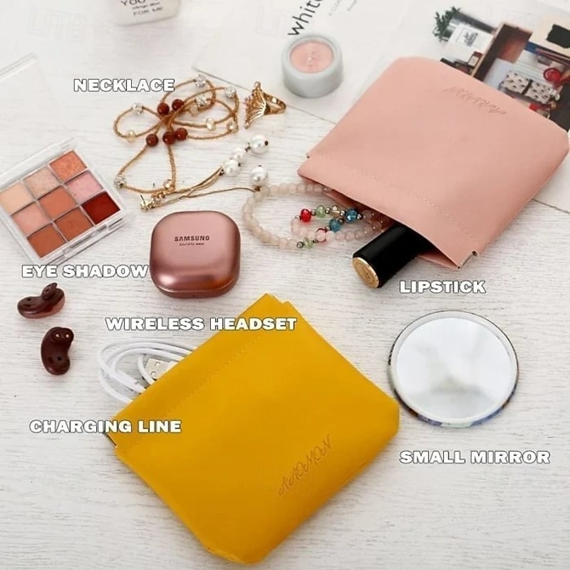 Pocket Cosmetic Bag Waterproof Snap Closure Organizer Portable Makeup Pouch for Keys Lipstick Charging Cables Travel Storage Convenient and Compact Carry Case3