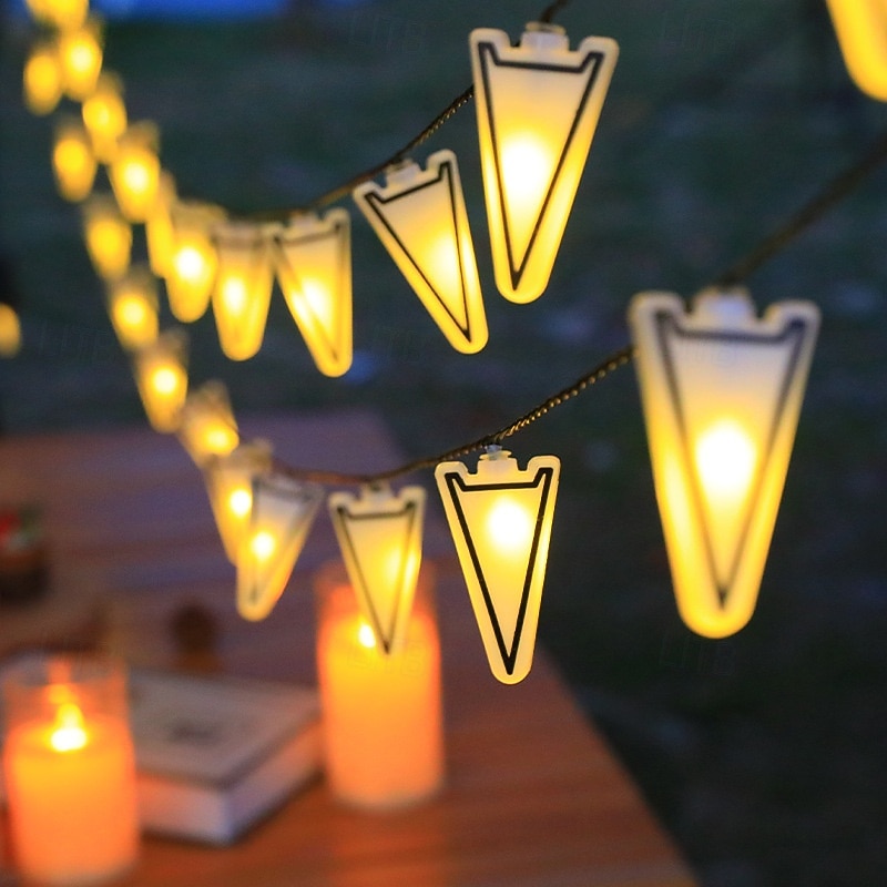 1 Pc Outdoor Solar Camping Flag Atmosphere Light String 5M-20Leds/10M-40Leds Balcony Terrace Courtyard Garden Tent Wedding Festival Atmosphere Decorative Light4