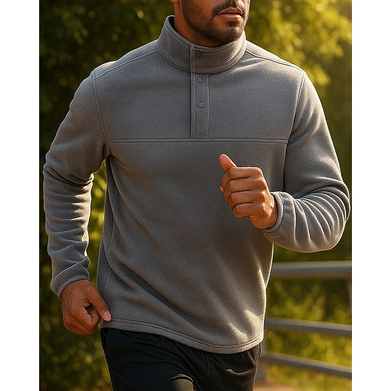Men's Running Top Sports Sweatshirt Long Sleeve Top Athleisure Solid Colored Thermal Warm Gym Workout Running Sportswear Activewear Black Blue Khaki3