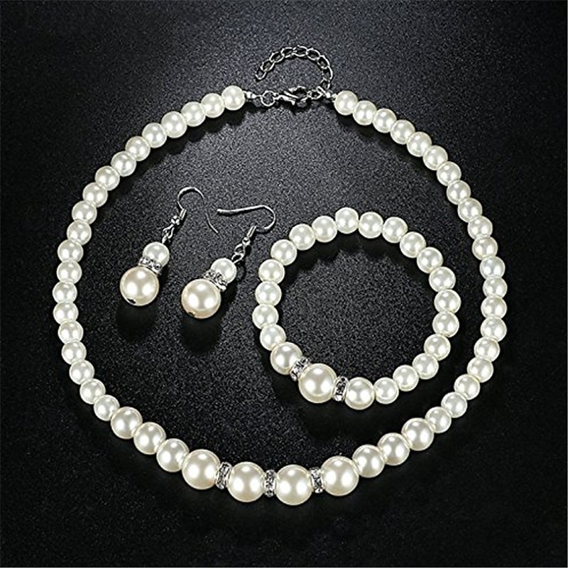 Bridal Jewelry Sets 1 set Imitation Pearl Alloy Earrings Necklace Bracelets Women's Elegant Jewelry Set For Wedding Party Special Occasion