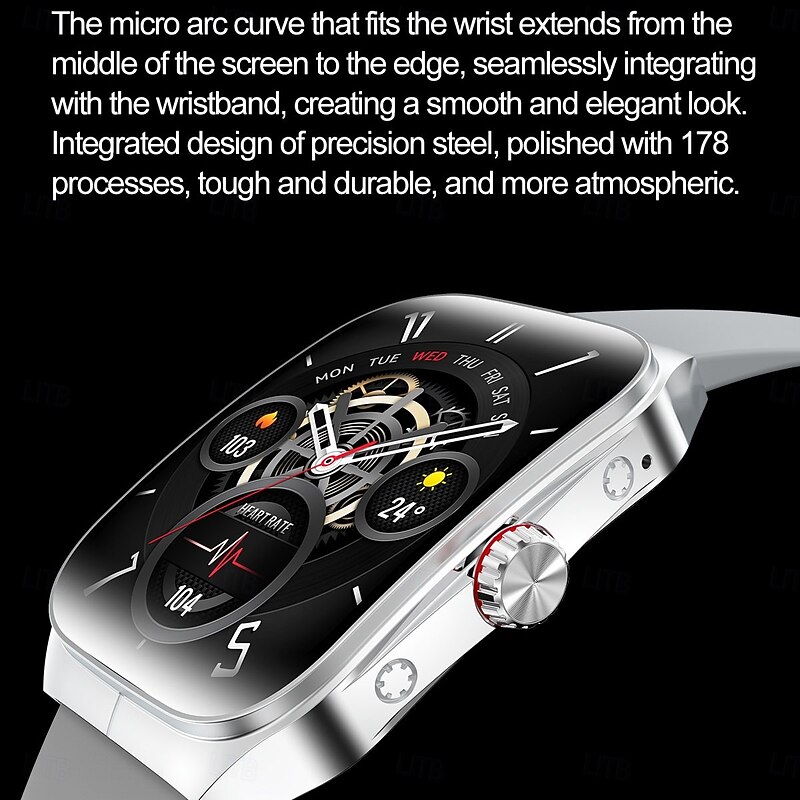 HK80 Smart Watch 1.95 inch Smartwatch Fitness Running Watch Bluetooth Timer Call Reminder Heart Rate Monitor Sedentary Reminder Find My Device Compatible with Android iOS IP68 Women Heart Rate3