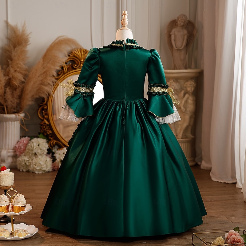 Rococo Princess Fancy Maxi Party Costume Accessories Bell Sleeve Belle Bow Retro Ball Gown Point Fancy Dress Girls' Royal Christmas Halloween Carnival Masquerade Wedding Party Festival Kid's Child's3