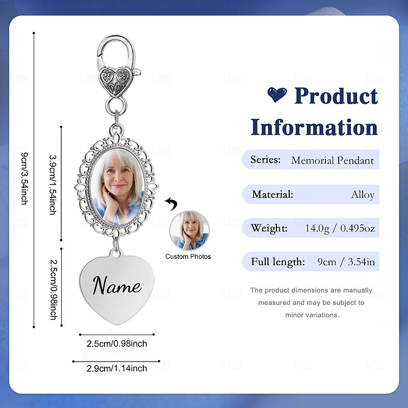 Personalized Memorial Keepsake Lock Custom Photo & Text Memory Gift – Engraved Name and Picture Pendant for Family, Friends, and Loved Ones, Fade-Resistant Emotional Tribute3