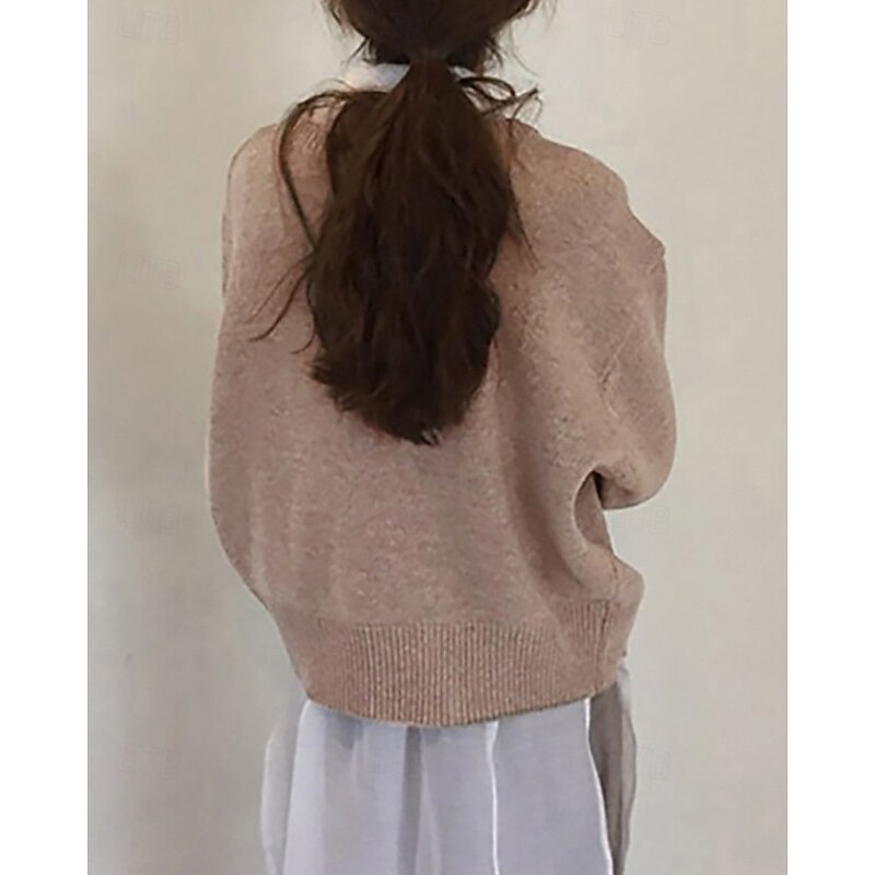 Women's Sweater Cardigan Fashion Streetwear Daily Solid Color Ribbed Open Front Knitted Asymmetric Hem Long Sleeve Regular Tops Knit Holiday Going out Weekend Black White Fall Winter2