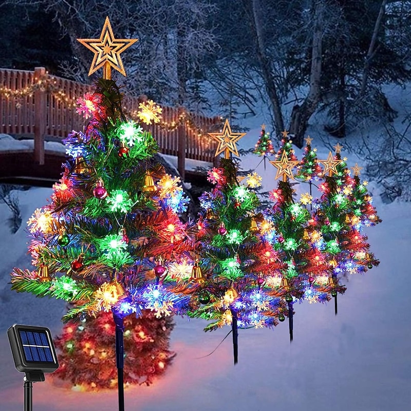 Solar Christmas Tree 1 PCS, Lights Decorations, Outdoor Waterproof Christmas Decorations Tree Lights for Garden/Patio/Lawn/Yard, Ornament