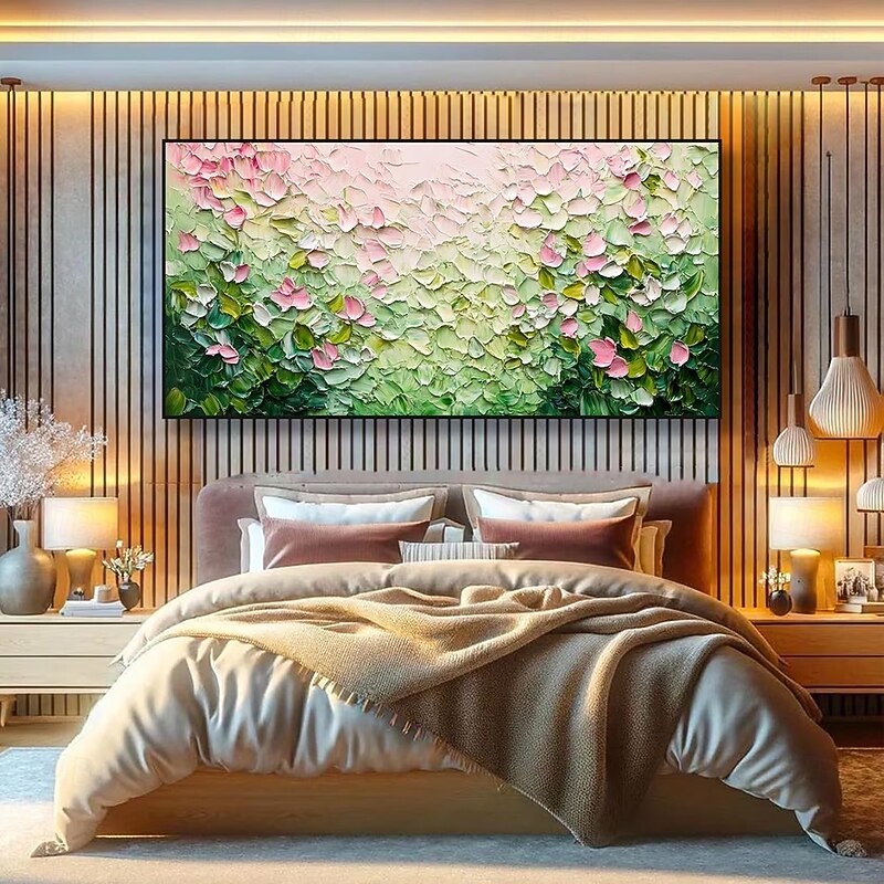 Mintura Handmade extured Abstract Floral Oil Paintings On Canvas Wall Art Decoration Modern Abstract Flower Landscape Picture For Home Decor Rolled Frameless Unstretched Painting4