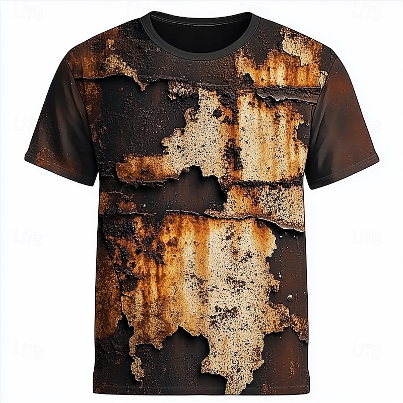 Men's 3D T Shirt Short Sleeve T shirt 3D Print Crew Neck Shirt Designer Retro Vintage Vintage Retro Party Street Casual Dark Brown Red Light Brown Summer Spring All Seasons Clothing Apparel S M L XL4