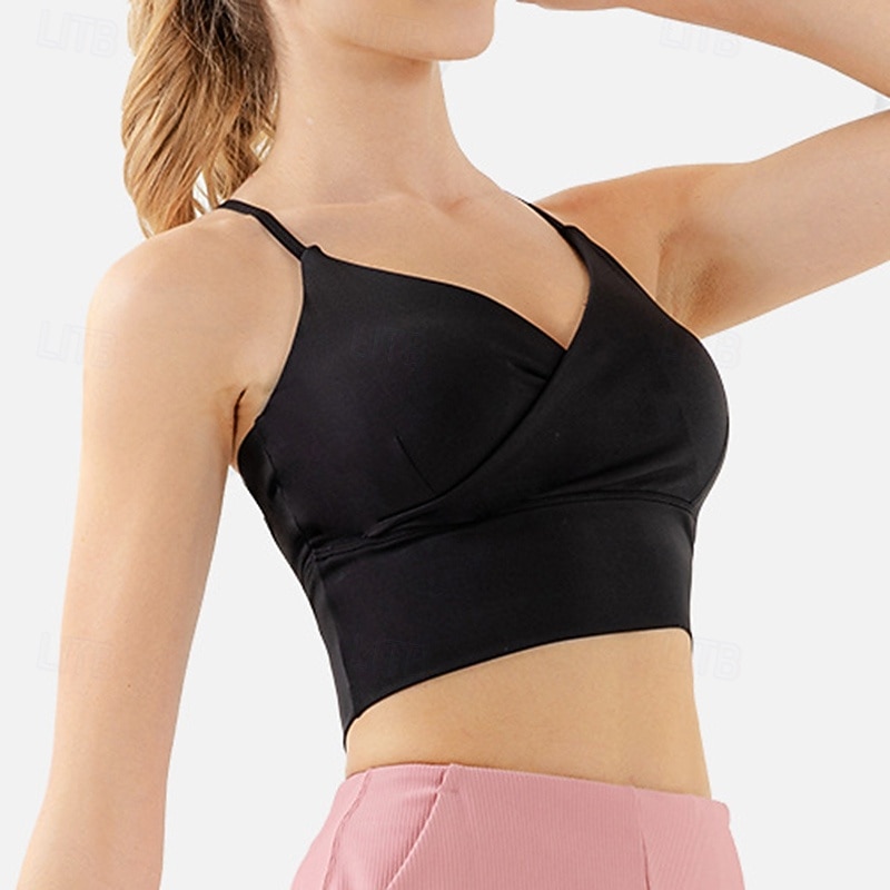 Women's Workout Tank Tops Sports Bra Underwear Medium Support Breathable Wireless Padded Solid / Plain Color Sport Activewear Black Pink Gym Fitness Yoga4