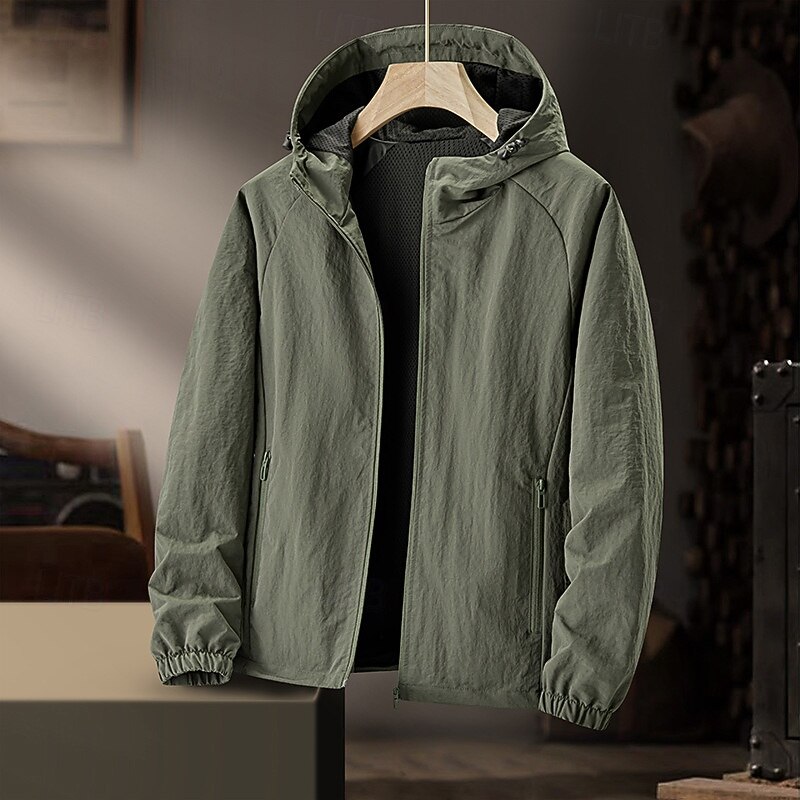 Men's Outdoor Jacket Hiking Jacket rain coat Outdoor Waterproof Sun Protection Windproof Lightweight Hiking Outfits Hiking Clothes Spring Autumn / Fall Top Camping / Hiking / Caving Traveling Dark4