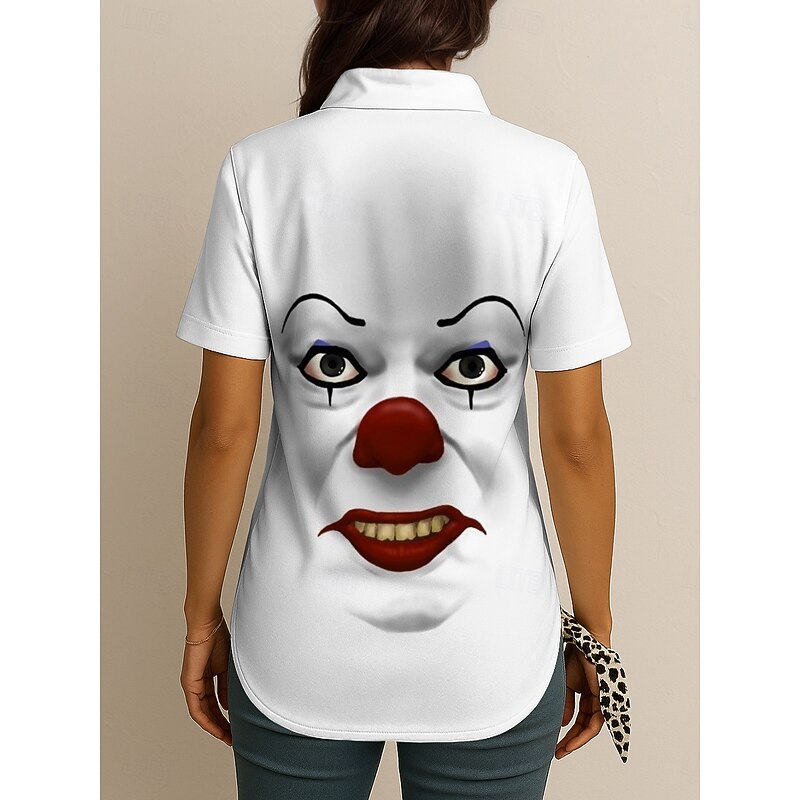 Women's Shirt Long Sleeve Button Down Blouse Graphic 3D Vintage Tropical Daily Short Sleeve Shirt Collar Regular Tops Daily White Yellow Pink Blue Green Summer Spring2