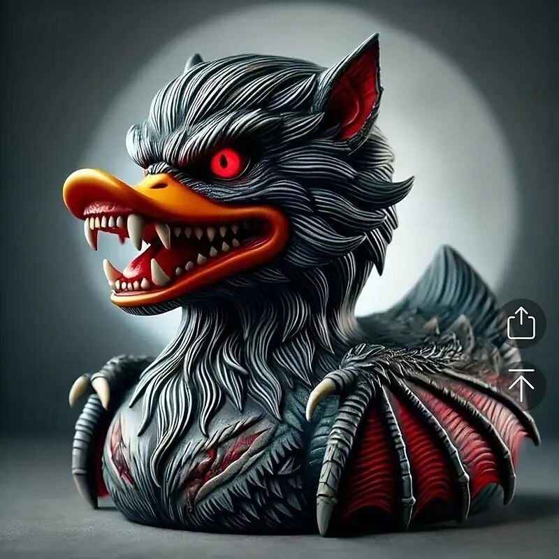 Halloween Dark Wizard Duck Figurine Resin Duck Statue Horror Gothic Werewolf Mutant Duck Party Decor, Spooky Resin Craft for Tabletop, Shelf, or Halloween Display3