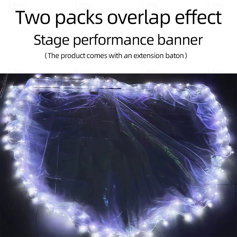 LED Luminous Dance Flag and Stick White Fabric With Switch Performance Props Belly Dance LED Flag3