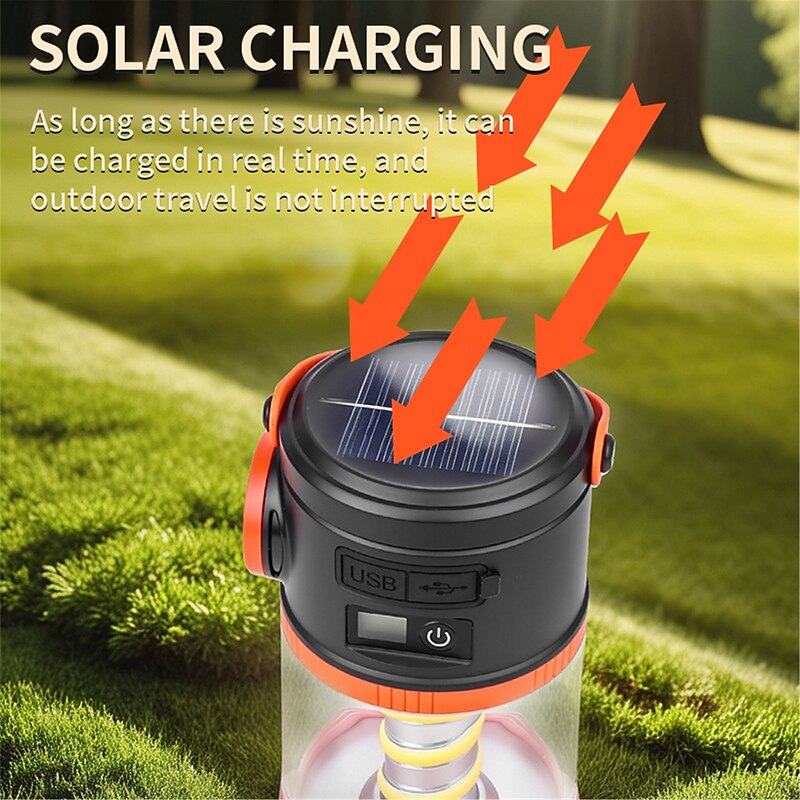 Solar Tent Lanterns For Camping Solar & USB Rechargeable Camping Atmosphere Lamp Outdoor Tent Light  1PC4
