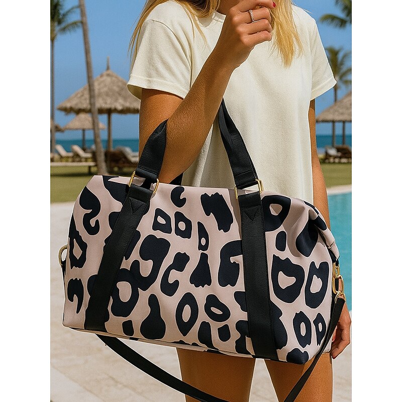 Women's Waterproof Leopard Print Travel Duffel Bag – Large Capacity, Scratch-Resistant, Stylish Shoulder Tote for Gym, Beach and Weekend Getaways2