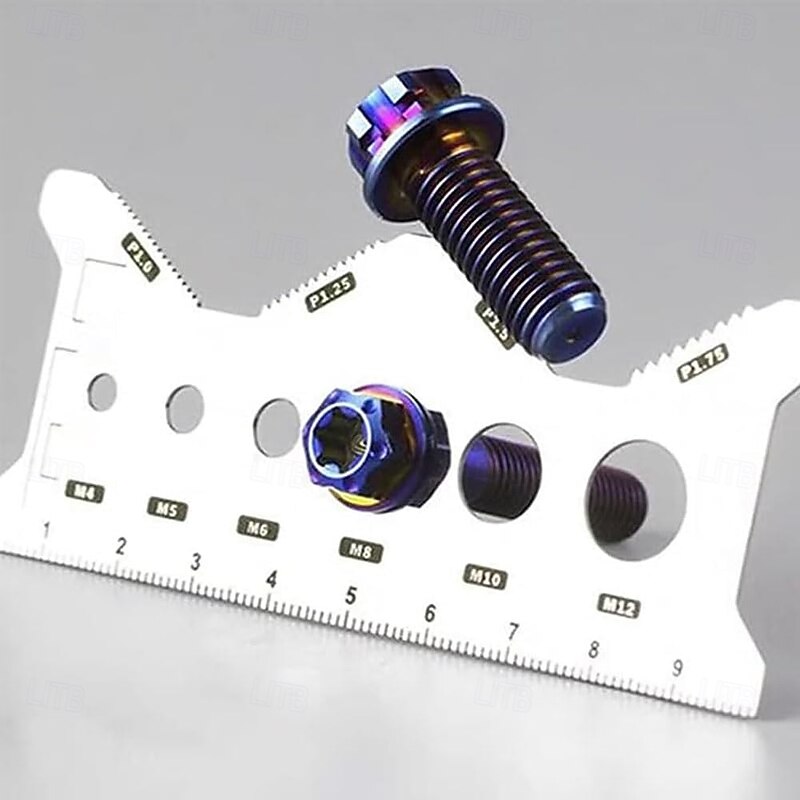 Stainless Steel Double-Sided Bolt Gauge Card, Portable Highly Precise Bolt Size-it Gauge, Bolt Size Finder, Quickly and Accurately Identify Bolt Thread and Screw Sizes2
