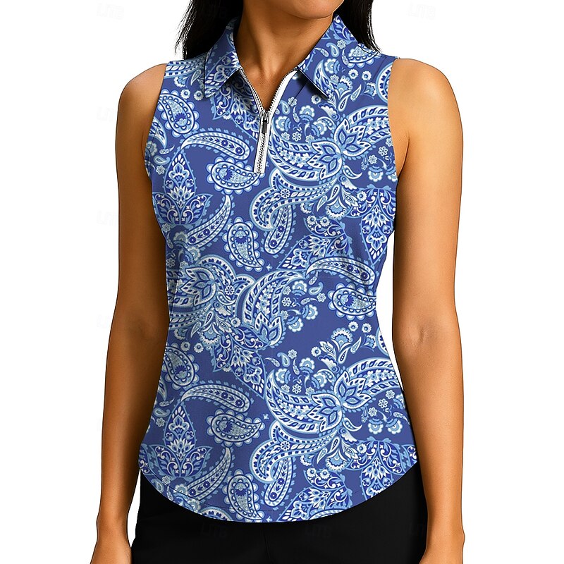 Women's Multi Color Tops Sport Shirt Golf Polo Shirt Tennis Shirt Sleeveless Zipper UPF50+ UV Resistant High Elasticity Moisture Wicking Breathable Tennis Pickleball Running Turndown Zip Collar Shirt3