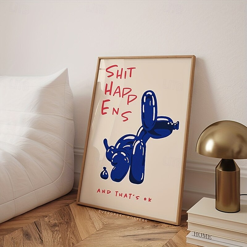 1pc Unframed Contemporary Canvas Poster Inspirational Blue & Red Typography Painting Balloon Dog Prints Canvas Wall Art Artwork Wall Painting For Birthday Gift Bedroom Office Living Room3