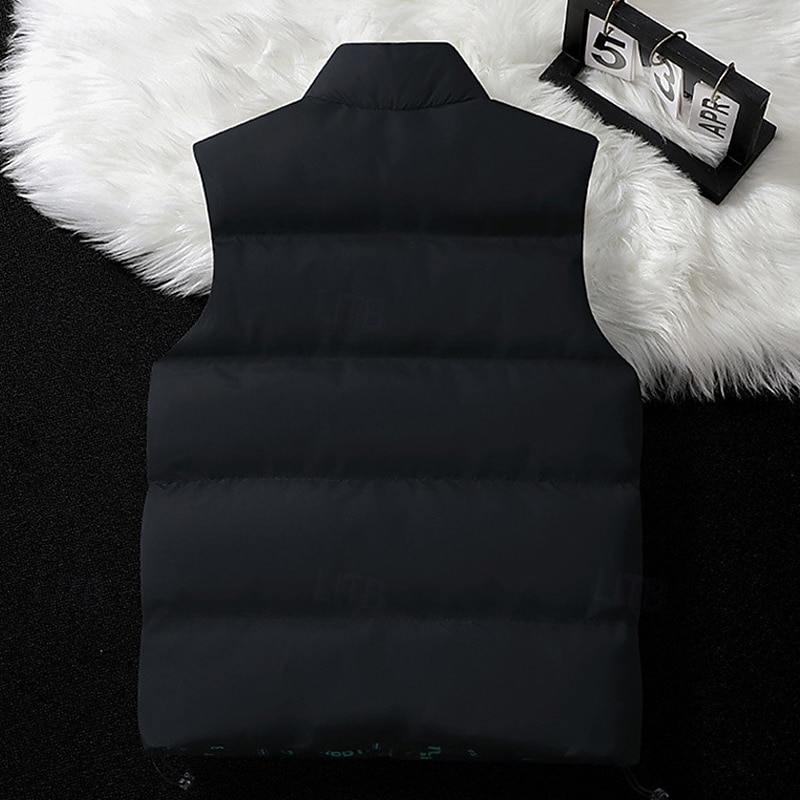 Men's Hiking Vest Puffer Vest Reversible Vest Sleeveless Vest Outdoor Thermal Warm Winter Pocket Polyester Black Blue Khaki Hunting Fishing Climbing4