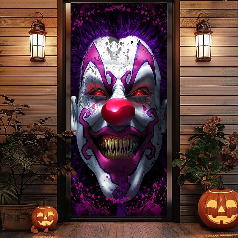 Halloween Door Covers Keep Smiling by Tom Wood Door Tapestry Door Curtain Decoration Backdrop Door Banner for Front Door Farmhouse Holiday Party Indoor Outdoor Decor Supplies3