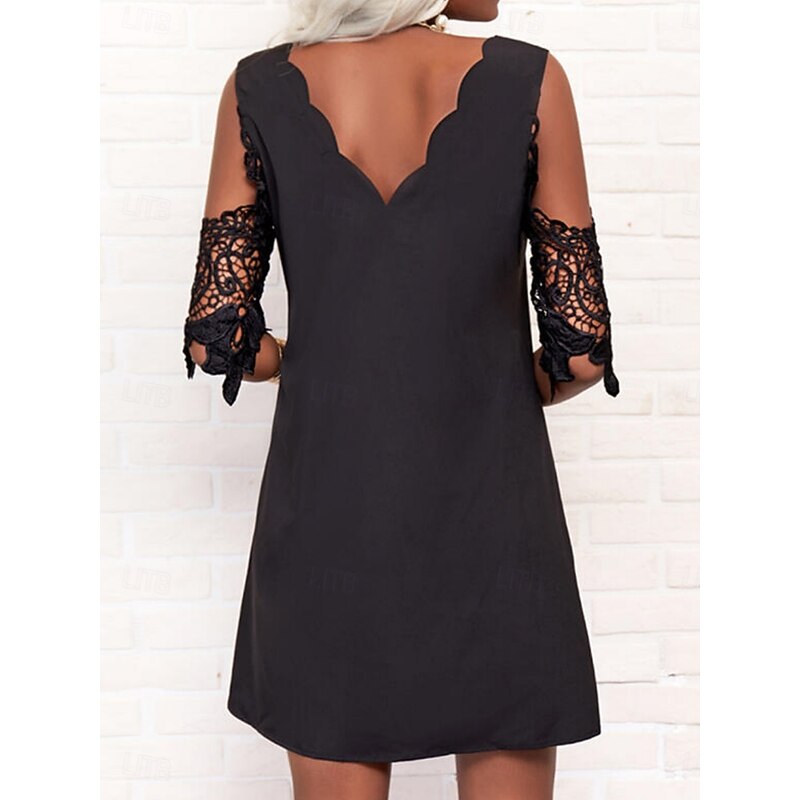 Women's Mini Dress Black Dress Cocktail Dress Formal Dress Summer Dress Casual Daily Regular Fit Plain Half Sleeve V Neck Black Summer Spring Fall3