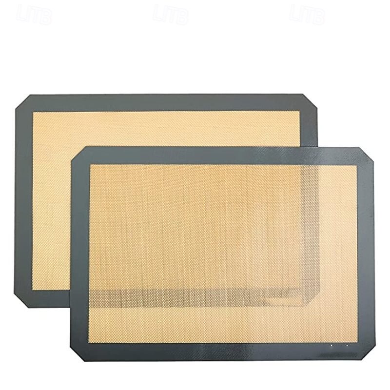 2 Pack Silicone Baking Mat Non-Stick Reusable Sheet, Heat Resistant Fiberglass Oven Liner, Food Grade Silicone Pastry Mat for Baking Bread, Cookies, Macarons, Rolling Dough3