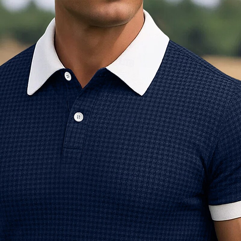 Men's Golf Shirt Golf Polos Shirts Business Casual Classic Short Sleeve Fashion Modern Solid Color Buttons Summer Spring Yellow Navy Blue Blue Khaki Golf Shirt2