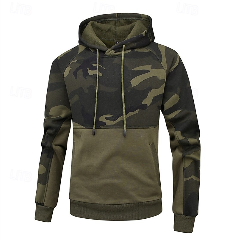 Men's Hoodie Quarter Zip Hoodie Black Green Khaki Hooded Camouflage Pocket Sports & Outdoor Daily Holiday Polyester Streetwear Basic Casual Spring Autumn / Fall Clothing Apparel Hoodies Sweatshirts4
