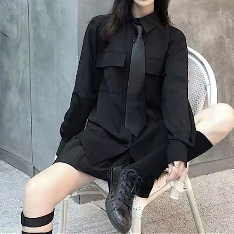 Women's Shirt Texture Blouse Plain Daily Stylish Basic Long Sleeve Shirt Collar Regular Tops Work Daily Holiday Buttons Black Spring Fall2