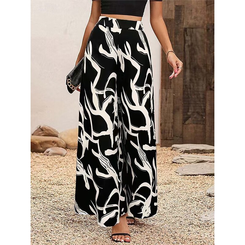 Women's Chinos Vacation Vintage Basic Full Length High Waist Floral Graphic Abstract Printing Comfy Soft Comfortable Inelastic Formal Vacation Street Black Pink Green Khaki Summer Spring Fall Loose