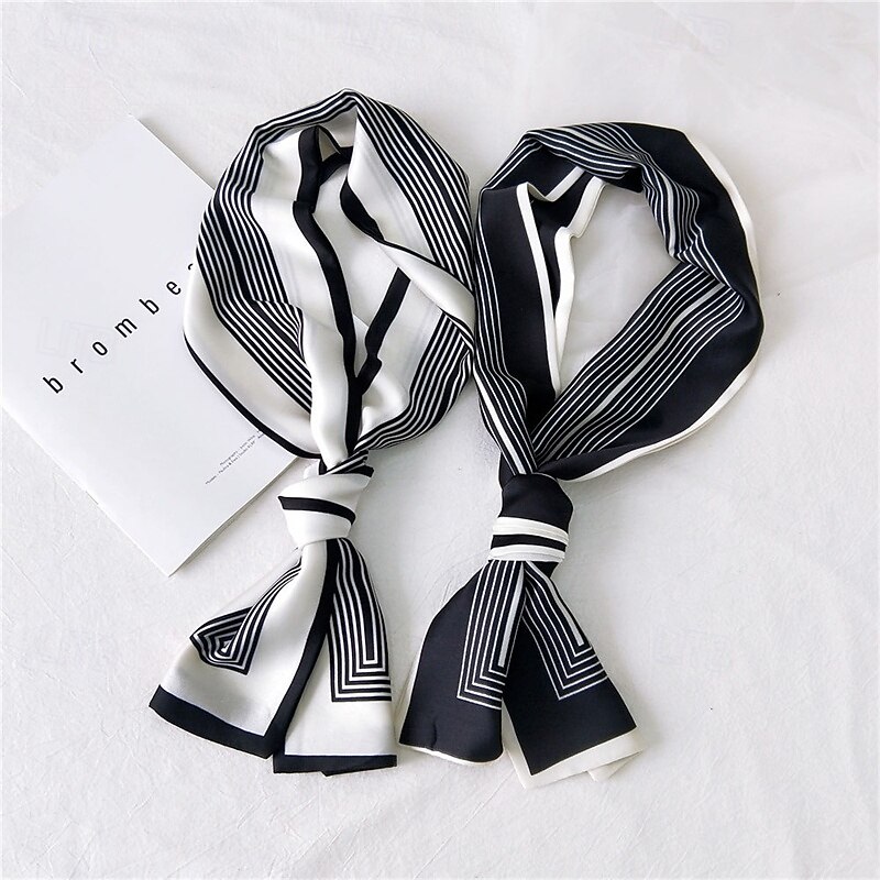 Women's Rectangle Scarf Street Daily Date Black Yellow Blue Scarf Print