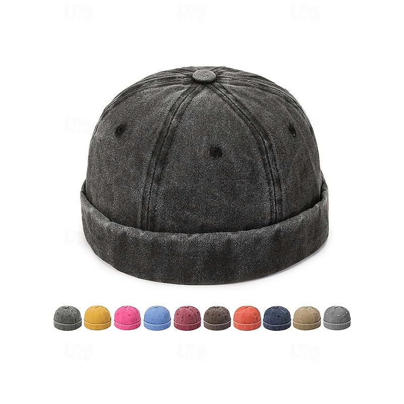 Men's Vintage Cuffed Docker Cap – Adjustable Polyester Workman Beanie Hat for Urban Streetwear, Casual and Outdoor Use2