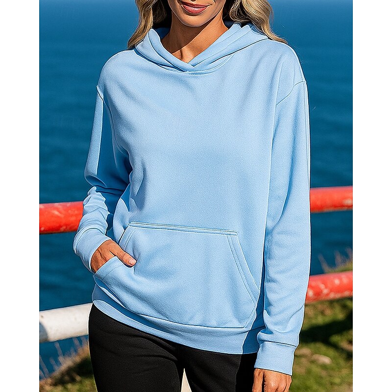 Women's Pullover Sweatshirt Hoodie Trackshirt Long Sleeve Top Athleisure Fall Solid Colored Sun Protection Windproof Outdoor Jogging Running Sportswear Activewear Black White Pink