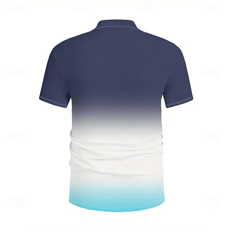 Men's Ombre Polo Short Sleeve Polo Shirts Collared Shirts Sportswear Casual Athleisure Daily Wear Buttons Summer Blue2