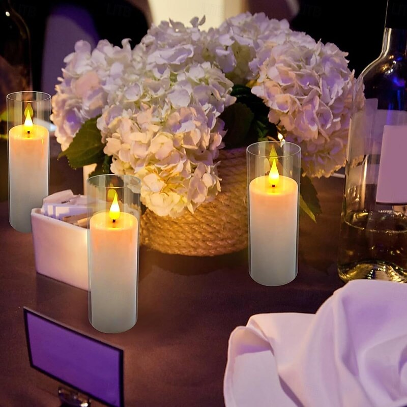 5 Pcs Halloween and Christmas simulated electronic candles with timer remote control, suitable for indoor and outdoor use, patio, dining table, gatherings, parties, wedding decorations, AA batteries4