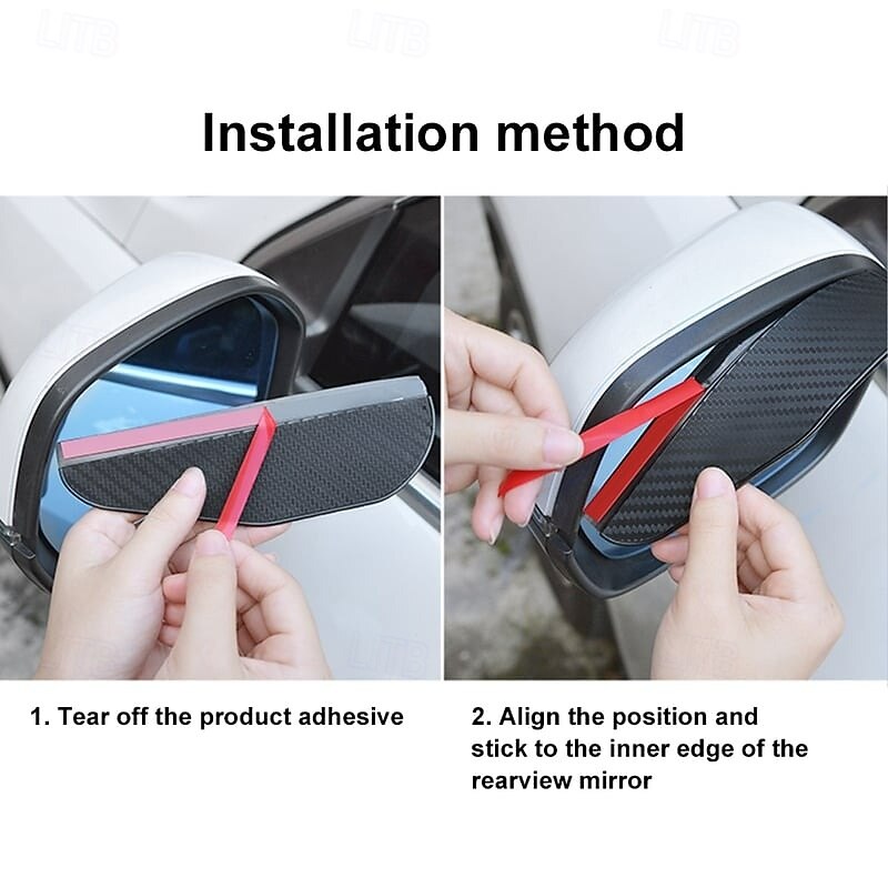 2Pcs Car Rear View Mirror Rain Eyebrow Visor Carbon Fiber Style Waterproof Shade Guard Windproof Sun Visor Cover for Side Mirrors Exterior Accessories4