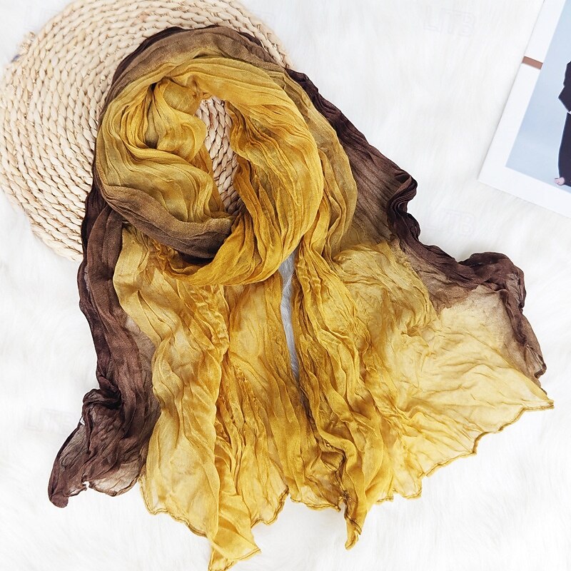 Women's Rectangle Scarf Street Daily Date Black Yellow Blue Scarf Color Block4