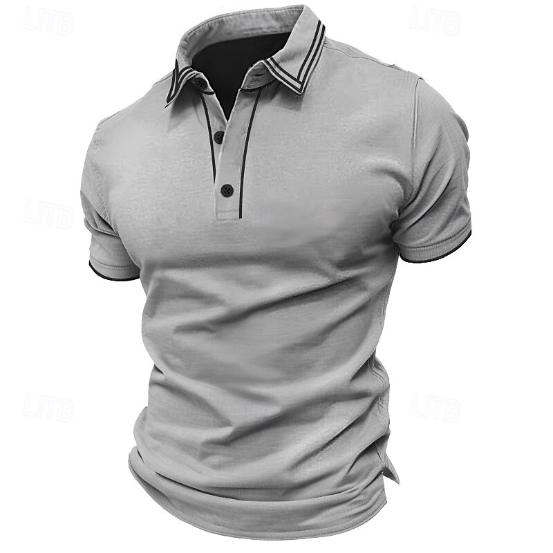 Men's Color Block Golf Shirt Short Sleeve Polo Shirts Lapel Casual Outdoor Street Sports Outdoor clothing Summer Red Navy Blue Brown4
