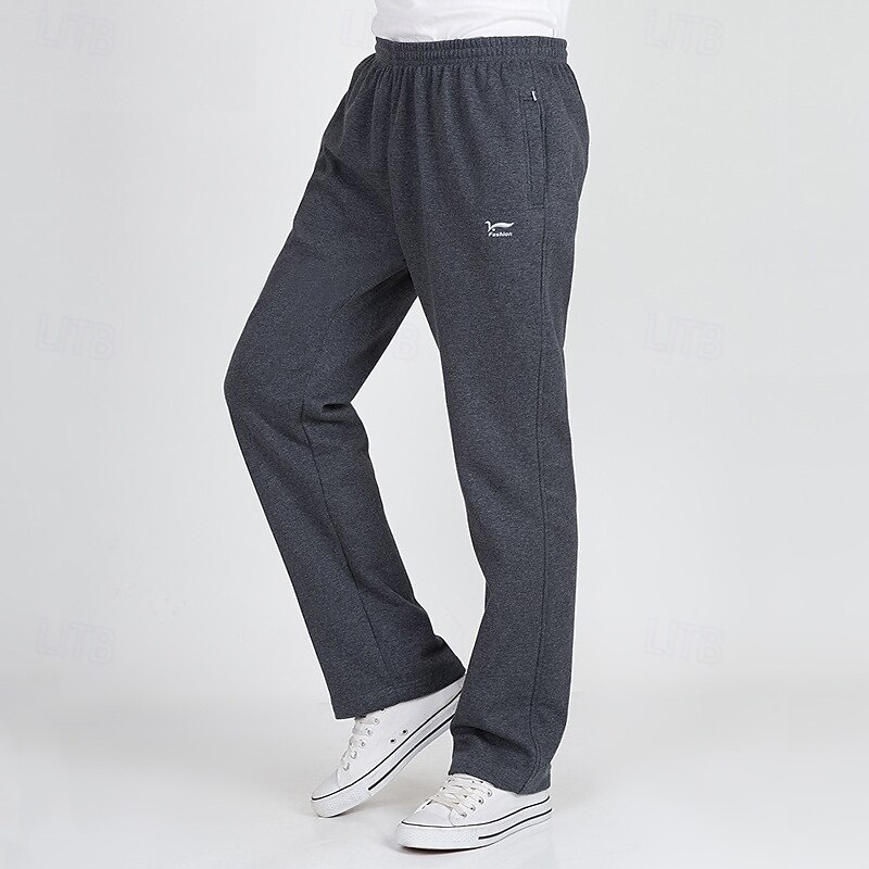 Men's Sweatpants Joggers Trousers Casual Pants Straight Leg Sweatpants Elastic Waist Drawstring Zipper Pocket Solid Colored Comfort Full Length Outdoor Daily Running Fashion Simple Black Blue3