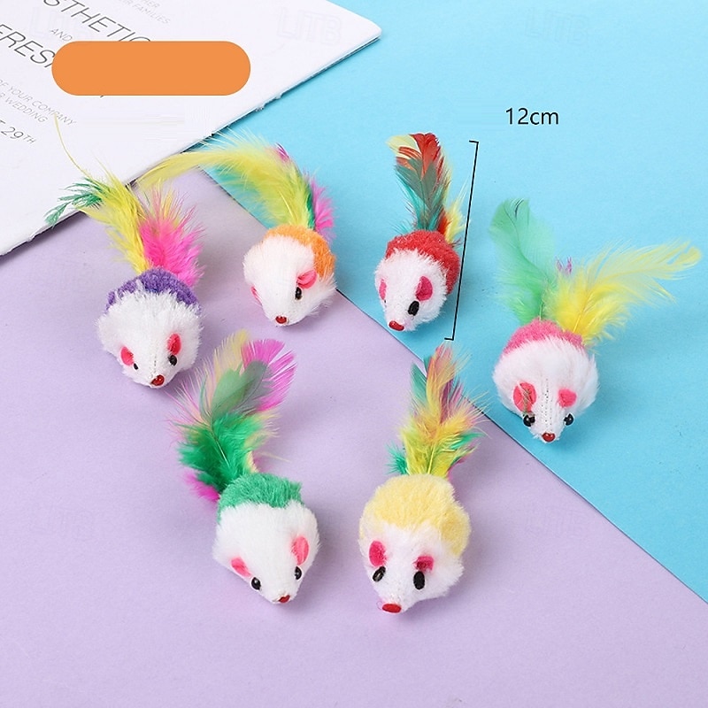 Ball Plush Toy Feather Toy Interactive Toy Mice & Animal Toy with Durable Pet Exercise Releasing Pressure Pet Training Teething Toy for Cat Indoor Outdoor Pet Play4