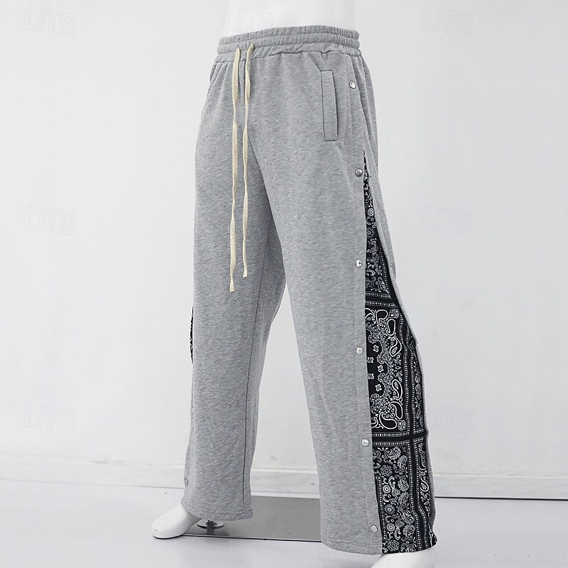 Men's Sweatpants Tear Away Pants Trousers Pocket Elastic Waist Drawstring Cashew nuts Comfort Sports Outdoor Daily Fashion Casual Black Gray Micro-elastic3