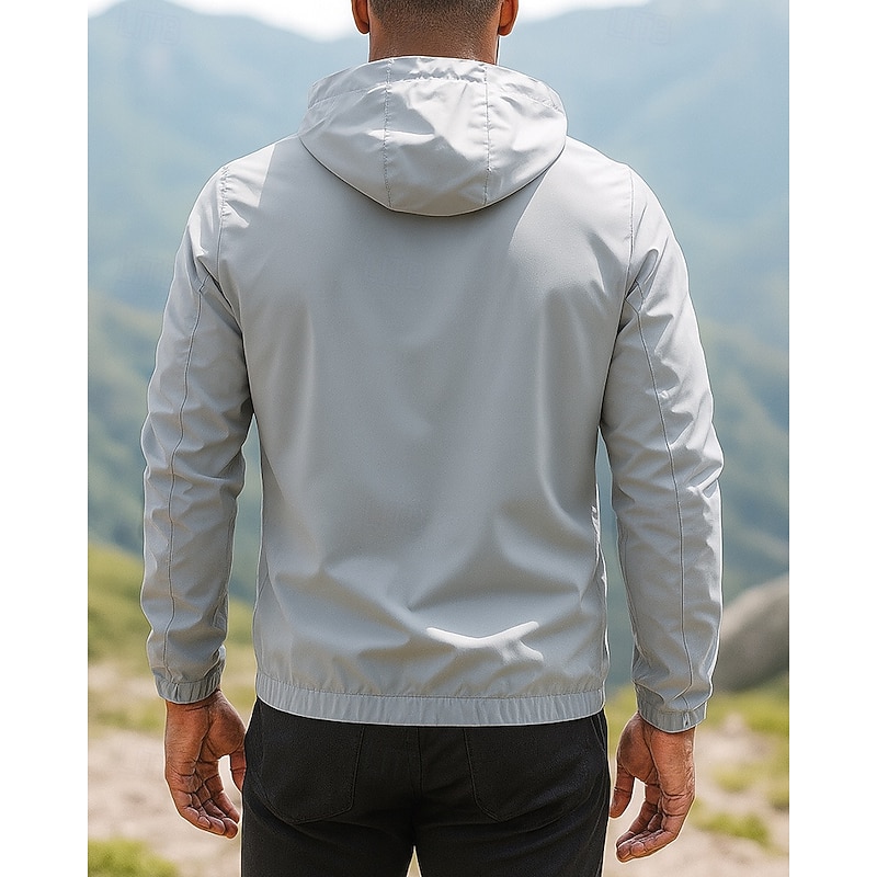 Men's Windbreaker Hiking Jacket rain coat Outdoor Waterproof Windproof Lightweight Hiking Outfits Hiking Clothes Spring Autumn / Fall Top Camping / Hiking / Caving Running Solid Color Black Army2