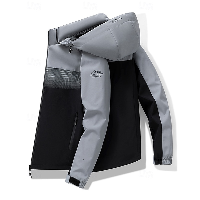 Men's Windbreaker Softshell Jacket Hiking Jacket Outdoor Thermal Waterproof Windproof Warm Hiking Outfits Hiking Clothes Winter Autumn / Fall Top Camping / Hiking / Caving Running Patchwork Blue Grey4