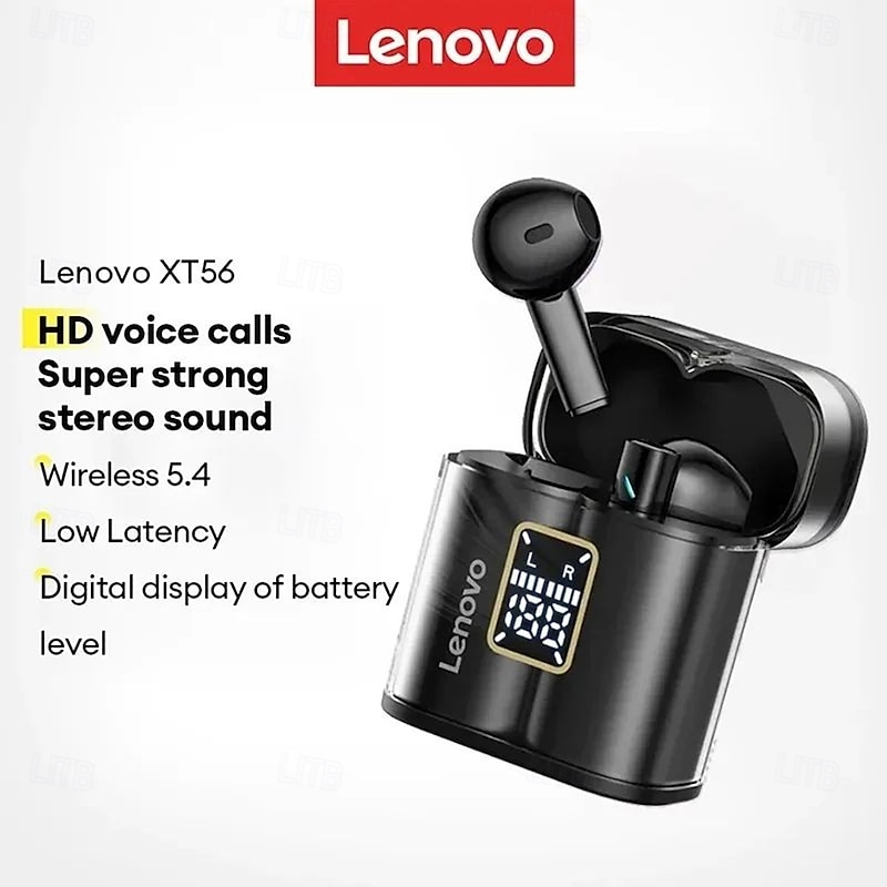 Lenovo XT56 Bluetooth Earbuds with LED Power Display & Call Noise Cancellation Hi-Fi Stereo Wireless Earphones with iOS/Android2