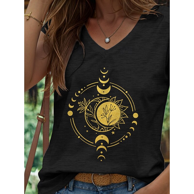Women's Camisole Tank Top Graphic Geometric Moon Vintage Stylish Casual Sleeveless V Neck Regular Tops Daily Print Black White Red Light Brown Blue Summer3