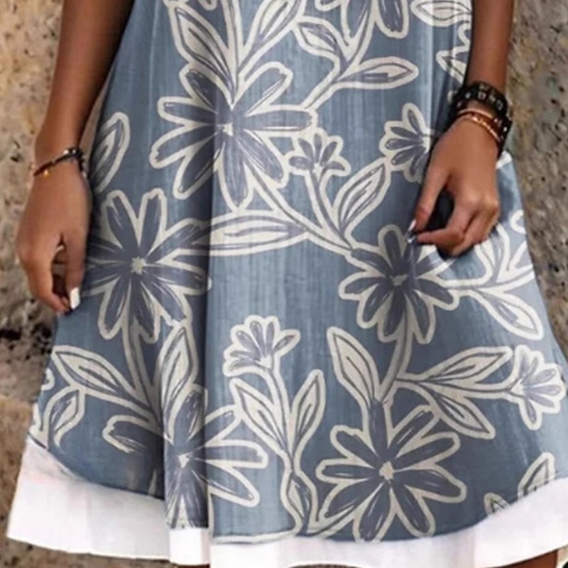 Women's Mini Dress Casual Dress Summer Dress Fashion Modern Daily Beach Weekend Regular Fit Flower Sleeveless Crew Neck Blue Spring Fall3